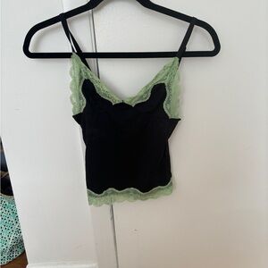 NWOT black and green lace Lioness tank top